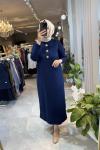 SAHRA 3533 MERSERİZE ELBİSE Lacivert