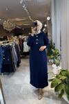 SAHRA 3533 MERSERİZE ELBİSE Lacivert