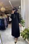 FARAH 3532 MERSERİZE ELBİSE Siyah