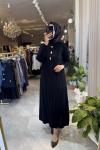 FARAH 3532 MERSERİZE ELBİSE Siyah