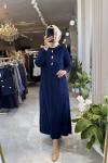 FARAH 3532 MERSERİZE ELBİSE Lacivert