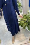 FARAH 3532 MERSERİZE ELBİSE Lacivert