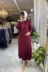 FARAH 3532 MERSERİZE ELBİSE Bordo
