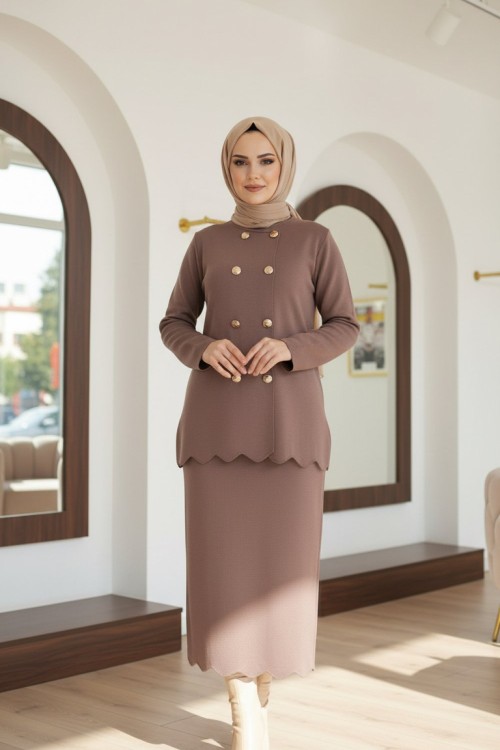 ARMİNE 6118 MERSERİZE TAKIM Sütlü Kahve