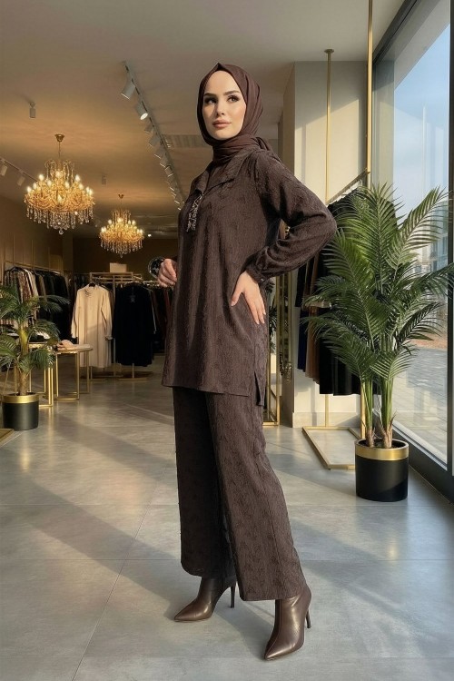 NPRİVE IPEK QUPRA F19464 TAKIM Kahverengi