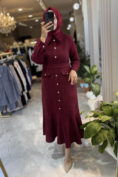 HİFA ELBİSE Bordo