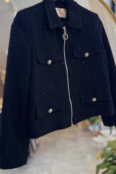 NPRİVE 5096 FERMUAR DETAY TÜVİT CEKET Siyah