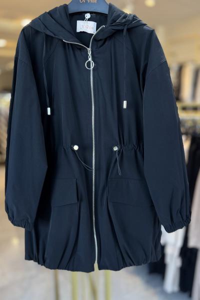 NPRİVE 4120 BALON CEP DETAY TRENÇKOT Siyah