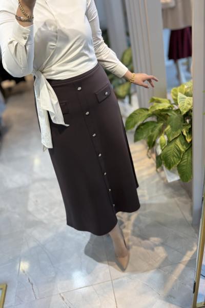 DÜĞME DETAY ETEK Acı Kahve