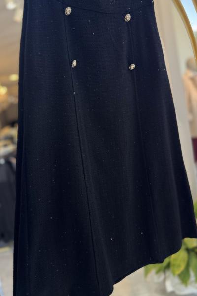 NPRİVE 8049 TÜVİT DÜĞME DETAY ETEK Siyah