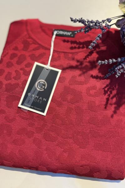 ORHAN STORE 21-1031 MERSERİZE TUNİK Kırmızı