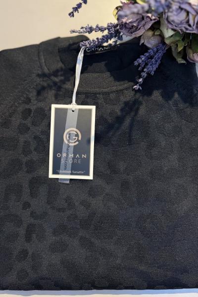 ORHAN STORE 21-1031 MERSERİZE TUNİK Siyah