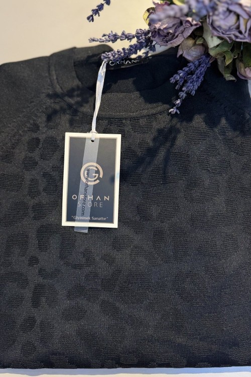 ORHAN STORE 21-1031 MERSERİZE TUNİK Siyah