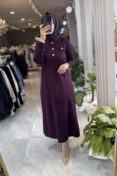 ALARA MERSERISE ELBISE 3557 Mürdüm