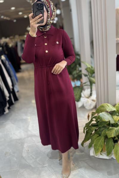 ALARA MERSERISE ELBISE 3557 Bordo