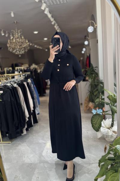 ALARA MERSERIZE ELBİSE 3557 Siyah