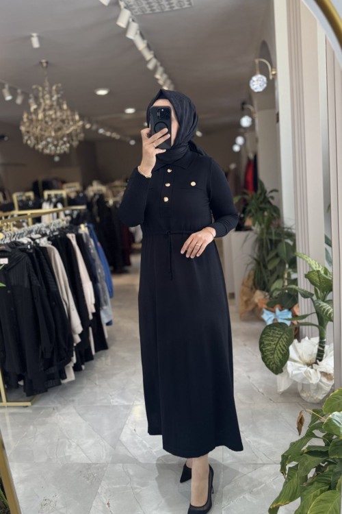 ALARA MERSERIZE ELBİSE 3557 Siyah