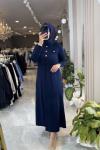 ALARA 3557 MERSERİZE ELBİSE Lacivert