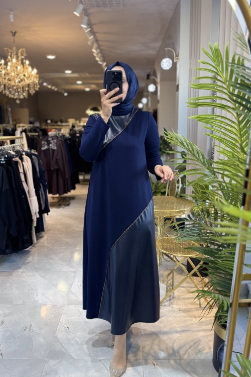 LALE ELBİSE 3510 Lacivert