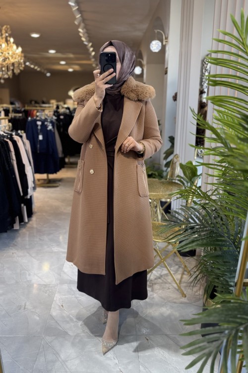 NPRIVE 4168 KÜRK YAKA KABAN Camel