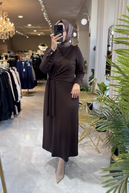 Leydi elbise 3230 Acı Kahve