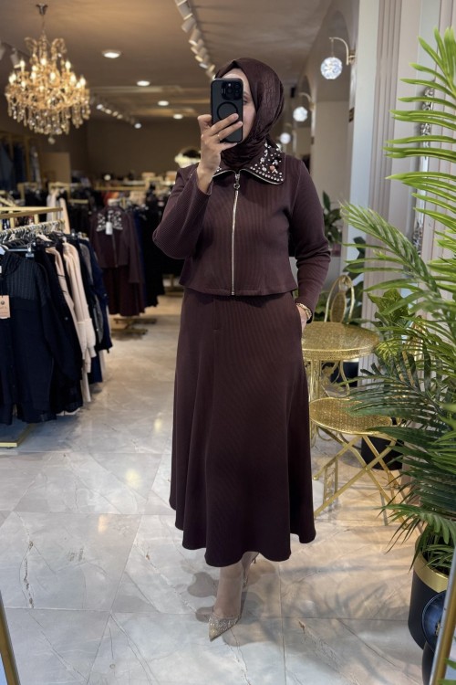 NPRİVE 9500 YAKA DET.TAKIM Kahverengi