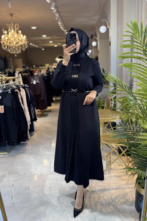 GUPSE ELBİSE 3613 Siyah