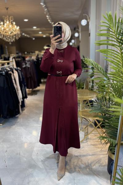 GUPSE ELBİSE 3613 Bordo
