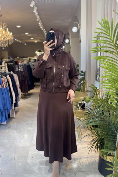 NPRİVE 5226 JAKAR ÖRME TAKIM Acı Kahve