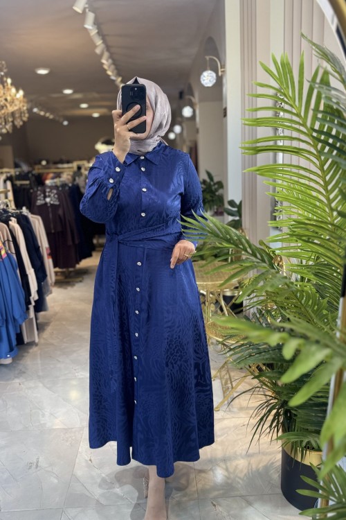 NPRİVE 3236 AHU ELBİSE GECE MAVİSİ