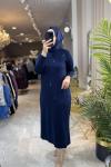 MİNE 3516 MERSERİZE ELBİSE Lacivert