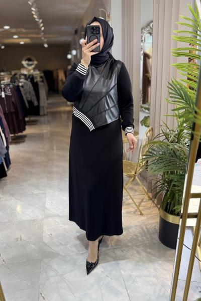 MARSİLYA ELBİSE 3612 Siyah