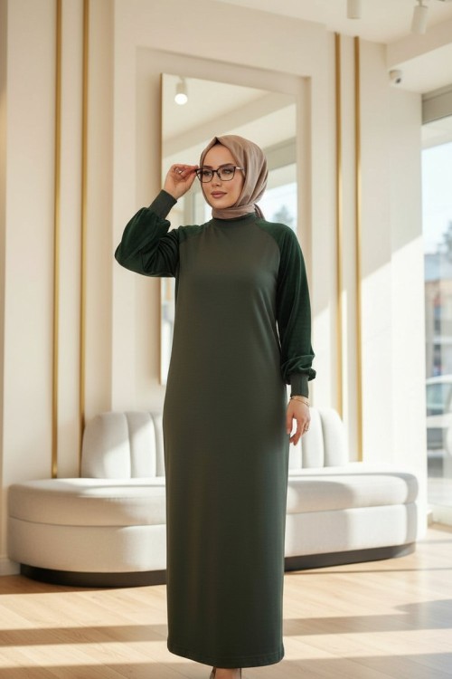 ALYA MERSERİZE ELBİSE Haki