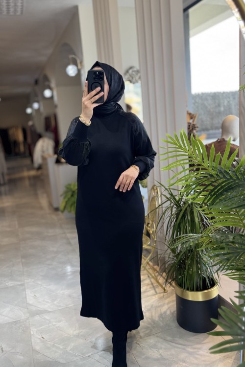 ALYA MERSERİZE ELBİSE  Siyah