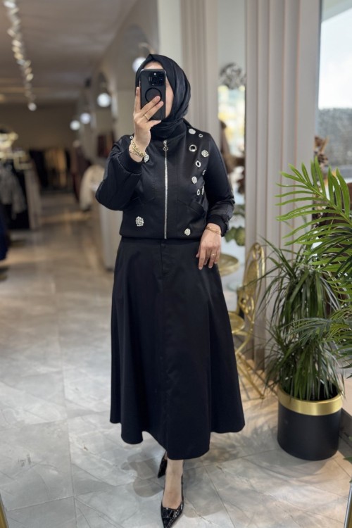 NPRİVE 4327 TAŞ DETAY MONT Siyah