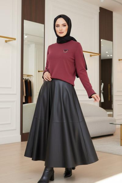 NPRİVE 7043 MERSERIZE BROŞ DETAY Bordo