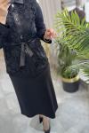 STİLE TRANSPARAN DANTEL DETAY CEKET Siyah