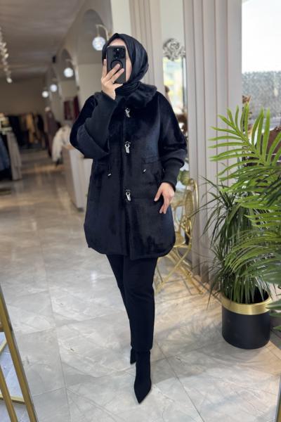 NPRİVE RİBANA KOL ANGORA KABAN (5242) Siyah