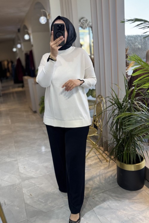 NPRİVE 7036 MERSERİZE TUNİK  Ekru