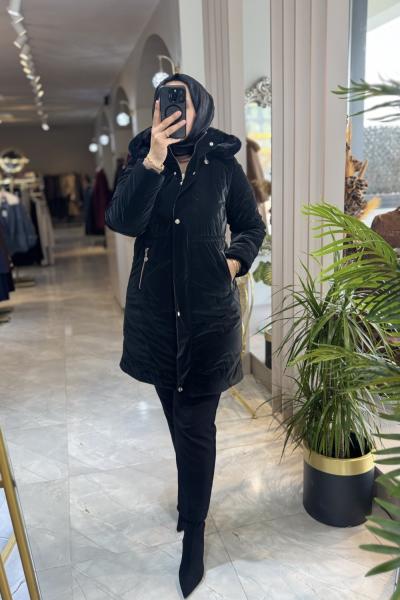 NPRİVE 4342 BEL BÜZGÜ DETEY KAPİTONE KABAN  Siyah