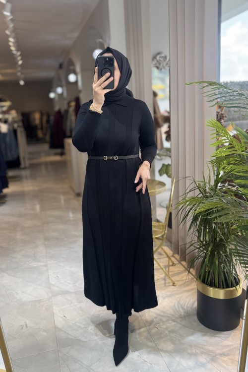 VİYON 3565 MERSERIZE ELBİSE  Siyah