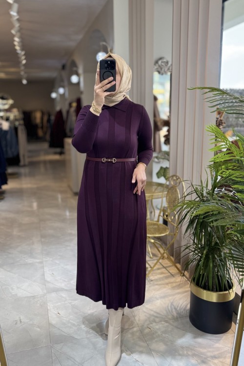 VİYON 3565 MERSERIZE ELBİSE  Mürdüm