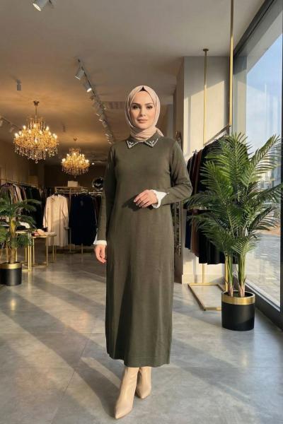 RİSE MERSERİZE ELBİSE Haki