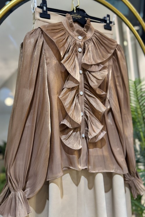 MİSS ORGANZE BLUZ 717 Karamel