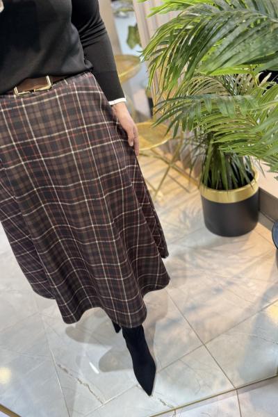 ÇİZGİ EKOSE ETEK Kahverengi