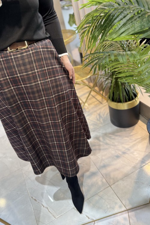 ÇİZGİ EKOSE ETEK Kahverengi