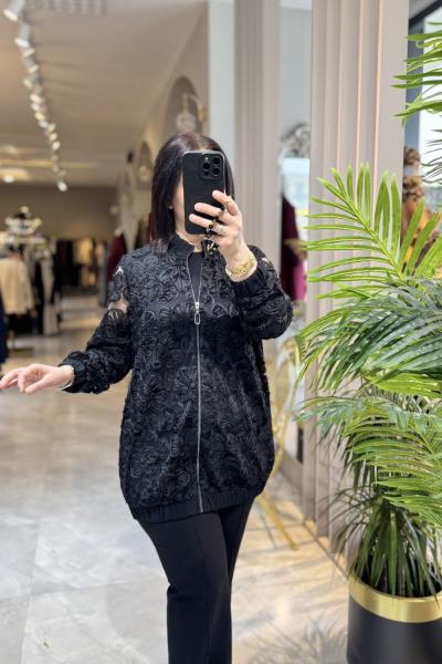 ROSE BOMBER CEKET Siyah