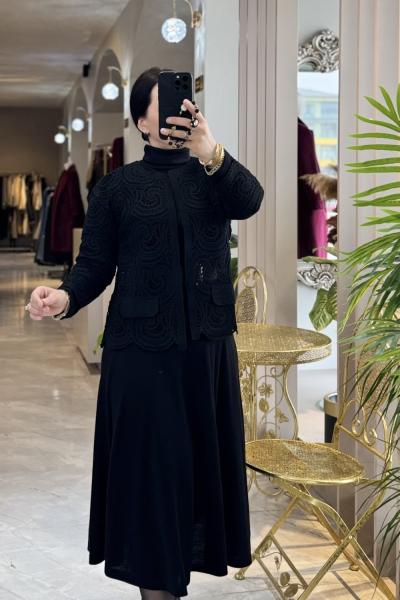 NİL DANTEL DETAY CEKET Siyah