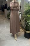 YAREN 3571 MERSERİZE ELBİSE  Sütlü Kahve