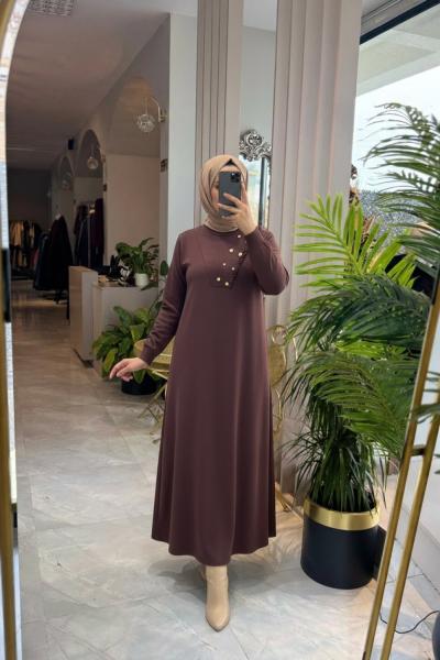 ESME MERSERİZE 3572 ELBİSE  Acı Kahve